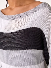 Roman Grey Colour Block Slash Neck Jumper - Image 4 of 4