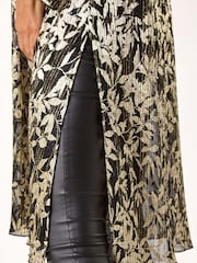Roman Metallic Leaf Print Metallic  Plisse Kimono - Image 5 of 5