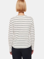 Whistles White Stripe Crew Neck Pocket Top - Image 2 of 5