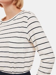 Whistles White Stripe Crew Neck Pocket Top - Image 4 of 5