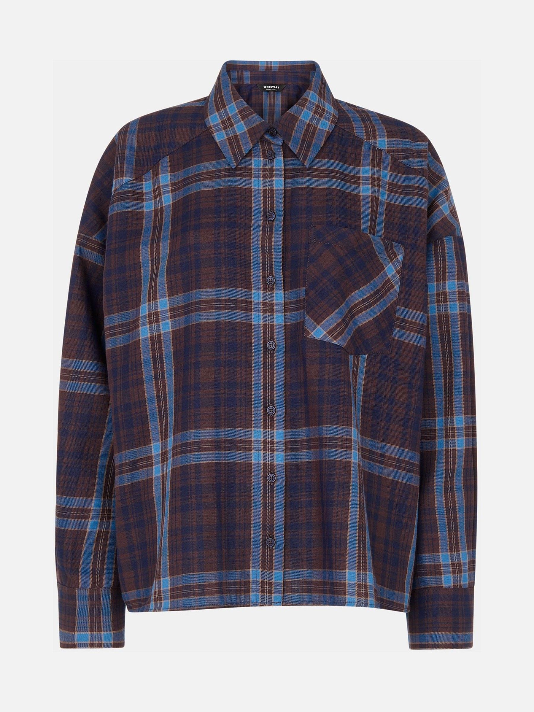 Buy Whistles Blue Checked Brushed Cotton Shirt from the Next UK
