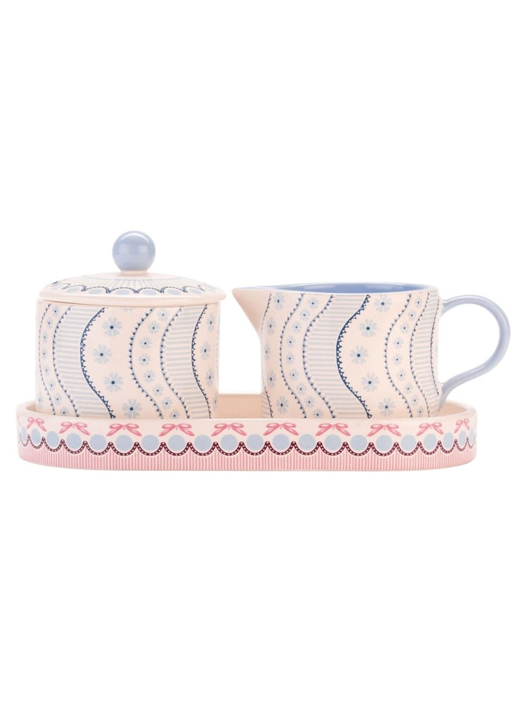 Cath Kidston Blue Spitalfields Silk Sugar & Milk Jug Set - Image 1 of 4