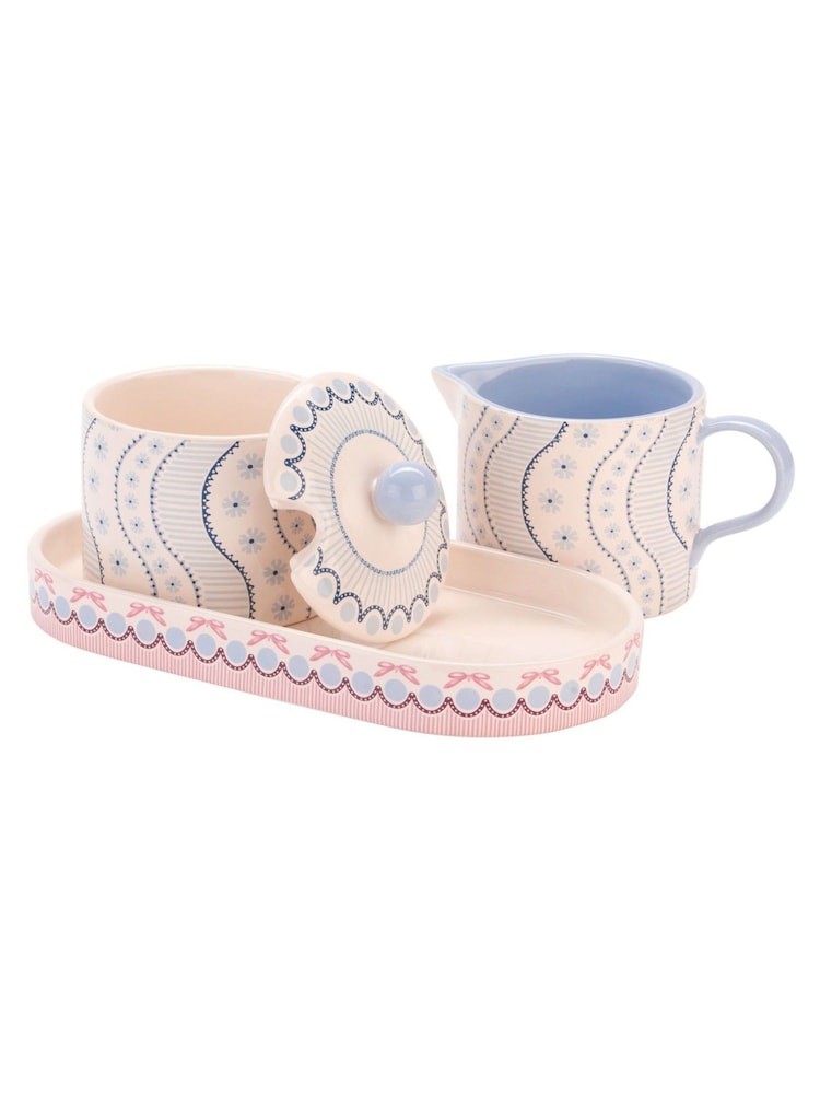 Cath Kidston Blue Spitalfields Silk Sugar & Milk Jug Set - Image 7 of 7