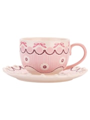 Cath Kidston Pink Spitalfields Silk Teacup & Saucer Set - Image 4 of 5