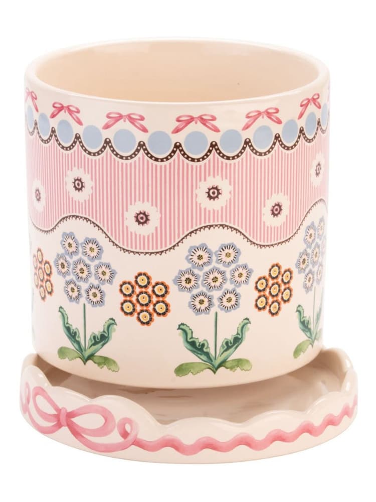 Cath Kidston Pink Spitalfields Silk Plant Pot With Tray - Image 7 of 7