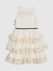 River Island Cream Flower Tulle Tiered Dress - Image 2 of 4