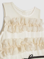 River Island Cream Flower Tulle Tiered Dress - Image 3 of 4