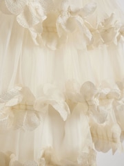 River Island Cream Flower Tulle Tiered Dress - Image 4 of 4