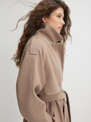 River Island Brown Faux Wool Longline Trench Coat - Image 3 of 4