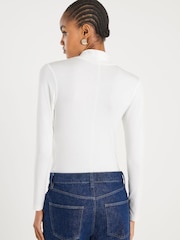 River Island Cream Long Sleeve Twist High Neck Top - Image 2 of 4