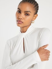 River Island Cream Long Sleeve Twist High Neck Top - Image 4 of 4