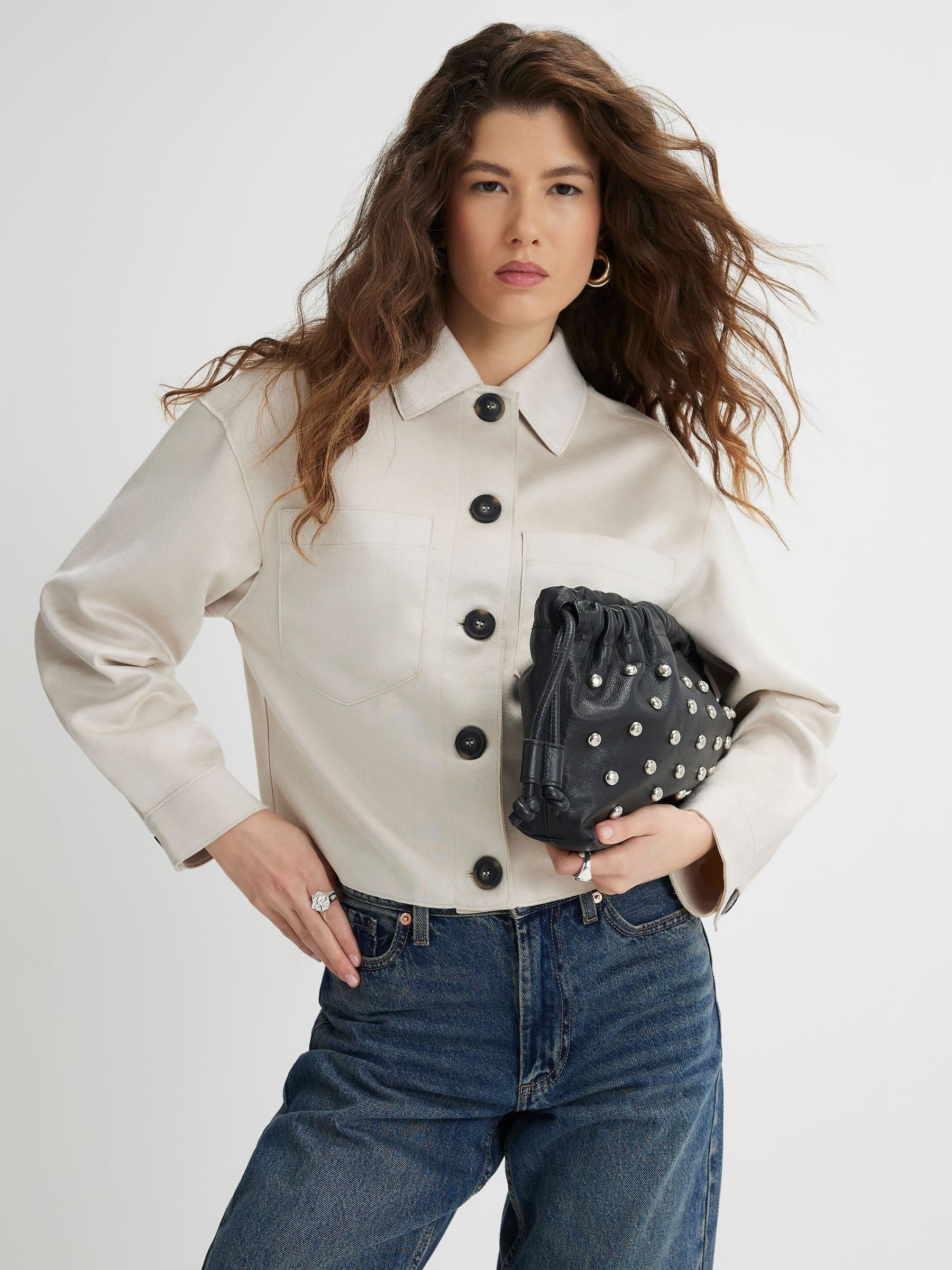 Buy River Island Natural Faux Suede Overshirt from Next USA
