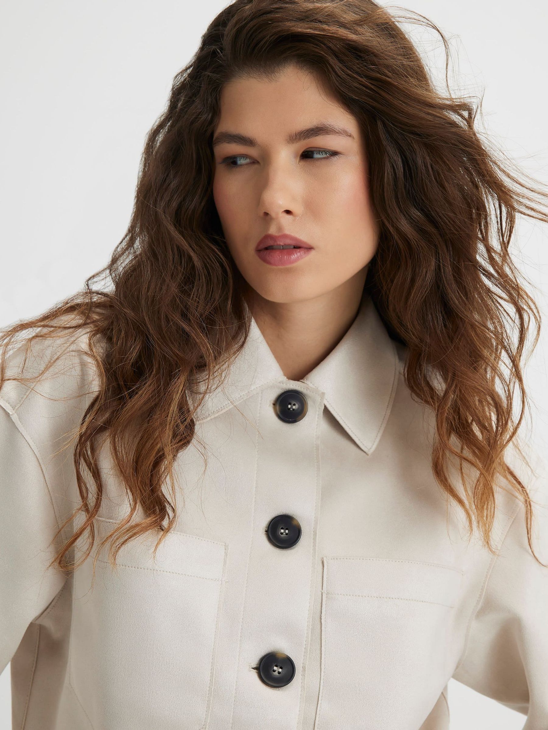 Buy River Island Natural Faux Suede Overshirt from Next USA