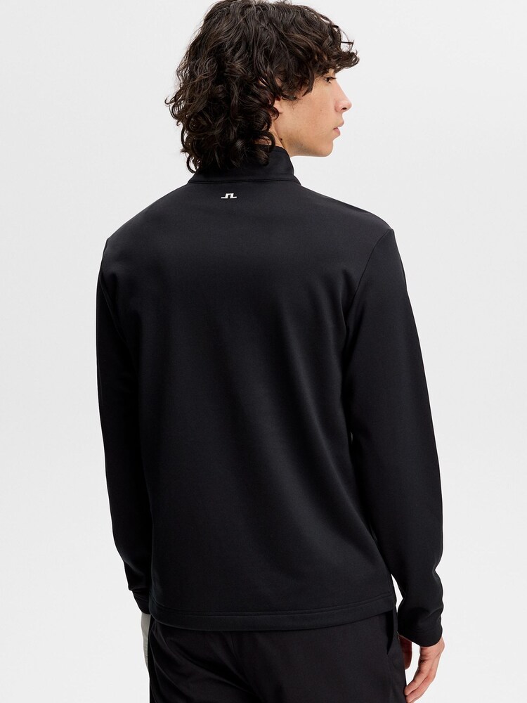 J.Lindeberg Black Clide Quarter Zip Mid Layer Sweat Top - Image 2 of 5 J.Lindeberg Black Clide Quarter Zip Mid Layer Sweat Top - Image 2 of 5