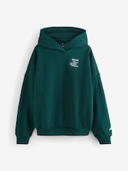 adidas Green 3 Stripe Studio Fleece Hoodie - Image 1 of 1