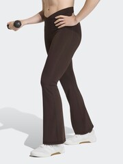 adidas Dark Brown 3 Stripe Flare Cross Over Flare Leggings - Image 1 of 7