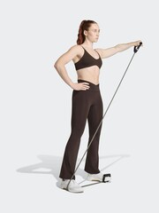 adidas Dark Brown 3 Stripe Flare Cross Over Flare Leggings - Image 3 of 7