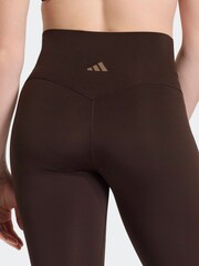 adidas Dark Brown 3 Stripe Flare Cross Over Flare Leggings - Image 4 of 7