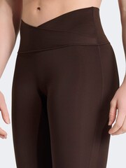 adidas Dark Brown 3 Stripe Flare Cross Over Flare Leggings - Image 5 of 7