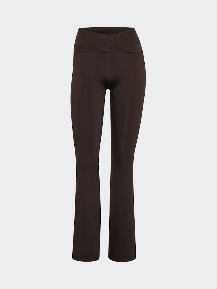 adidas Dark Brown 3 Stripe Flare Cross Over Flare Leggings - Image 7 of 7