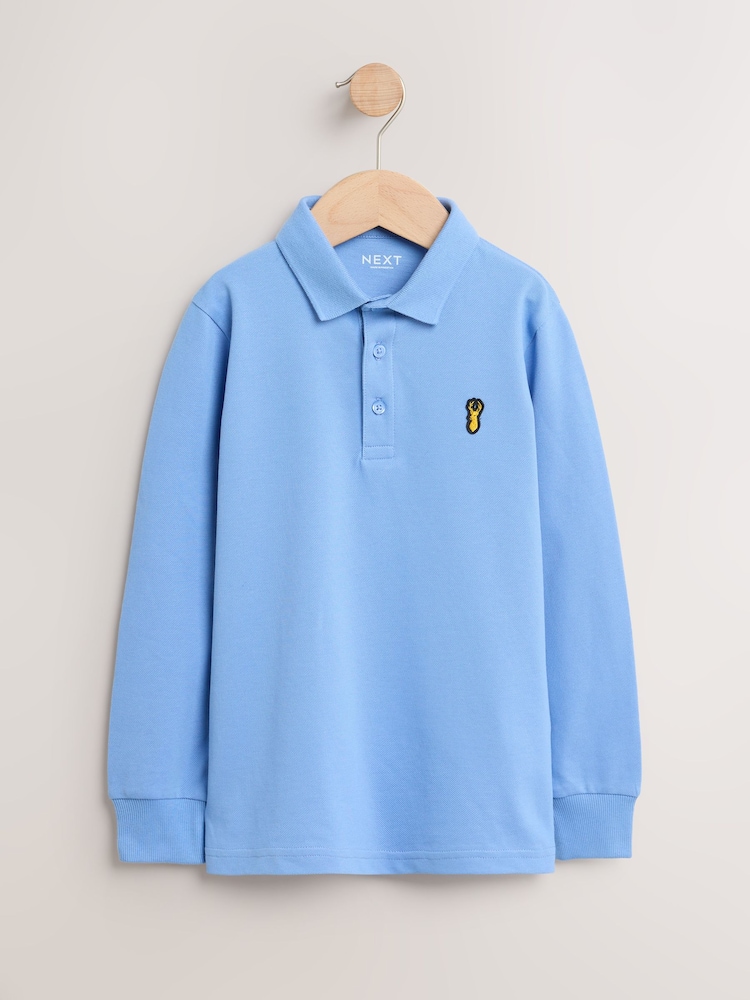 Light Blue Long Sleeve Polo Shirt (3-16yrs) - Image 1 of 4 Light Blue Long Sleeve Polo Shirt (3-16yrs) - Image 1 of 4