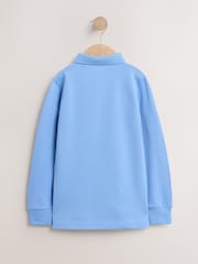 Light Blue Long Sleeve Polo Shirt (3-16yrs) - Image 2 of 4