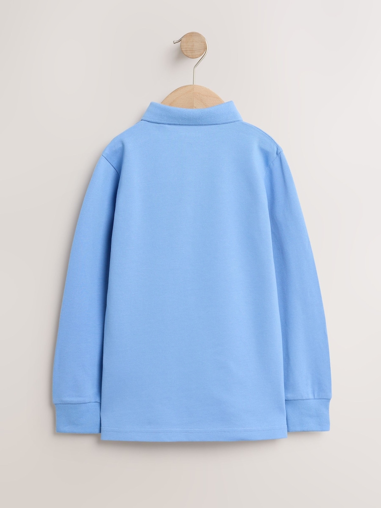 Light Blue Long Sleeve Polo Shirt (3-16yrs) - Image 2 of 4 Light Blue Long Sleeve Polo Shirt (3-16yrs) - Image 2 of 4