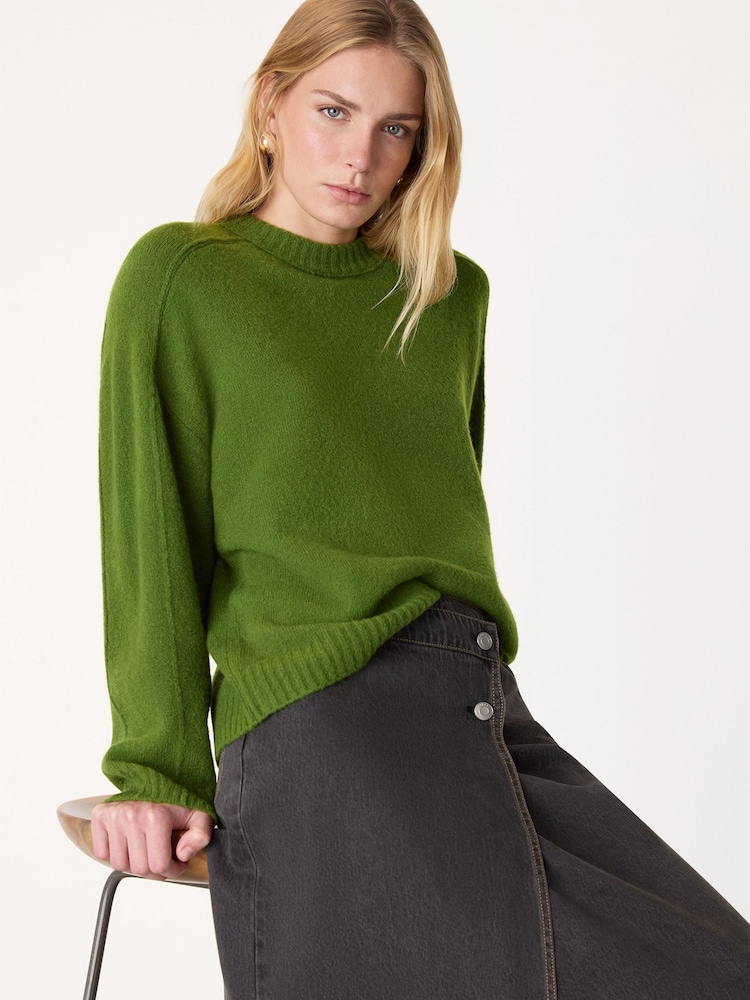 Whistles Green Wool Mix Seam Detail Knit - Image 1 of 5 Whistles Green Wool Mix Seam Detail Knit - Image 1 of 5