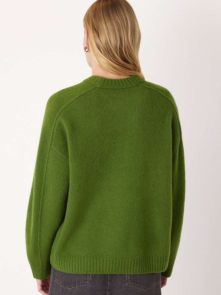 Whistles Green Wool Mix Seam Detail Knit - Image 2 of 5 Whistles Green Wool Mix Seam Detail Knit - Image 2 of 5