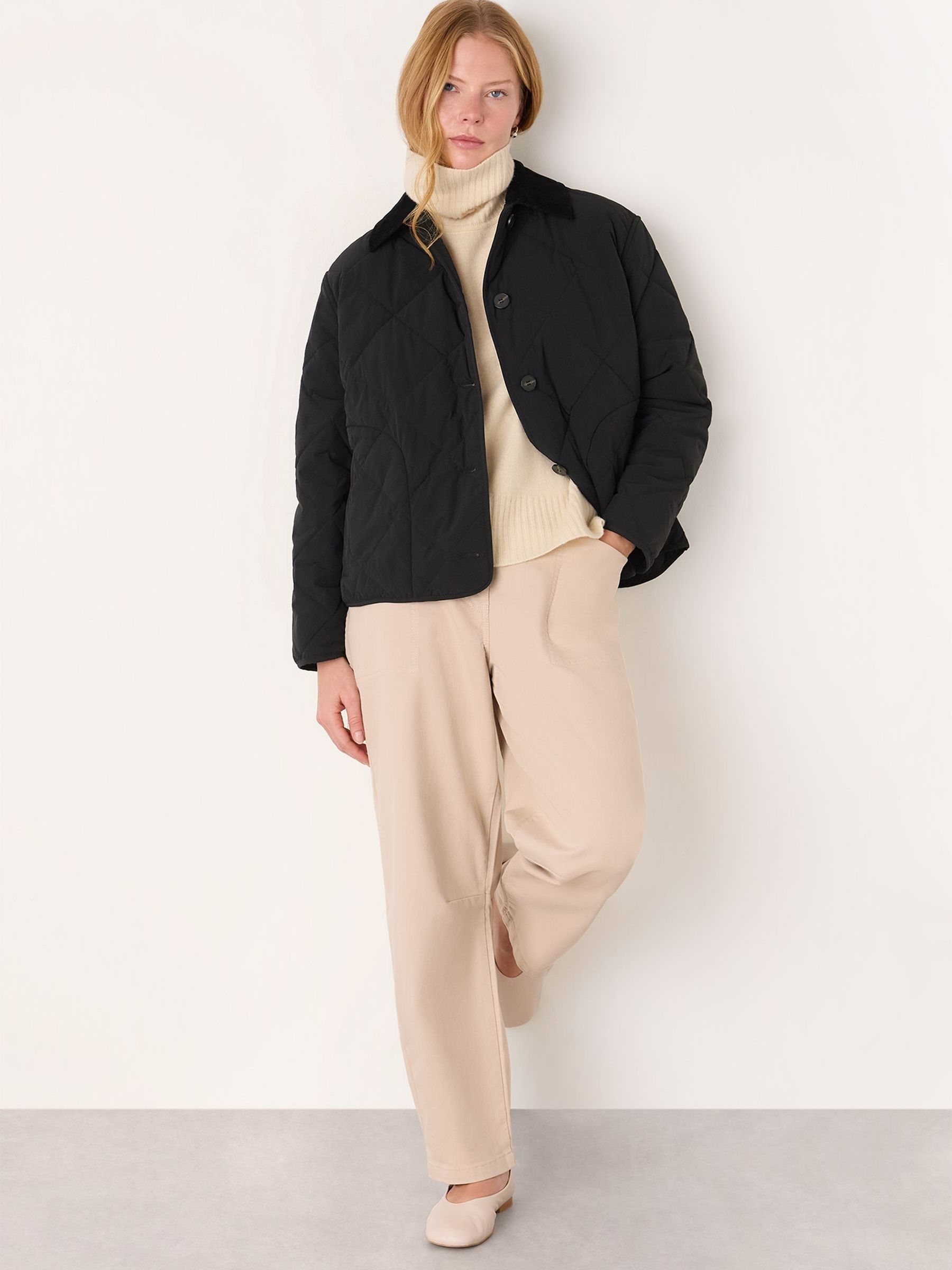 Buy Whistles Black Short Quilted Cord Collar Coat from the Next UK