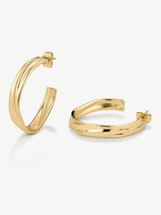 D.Louise Gold Tone Molten Medium Hoops - Image 2 of 3