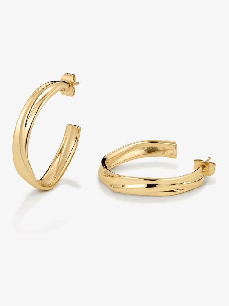 D.Louise Gold Tone Molten Medium Hoops - Image 2 of 3