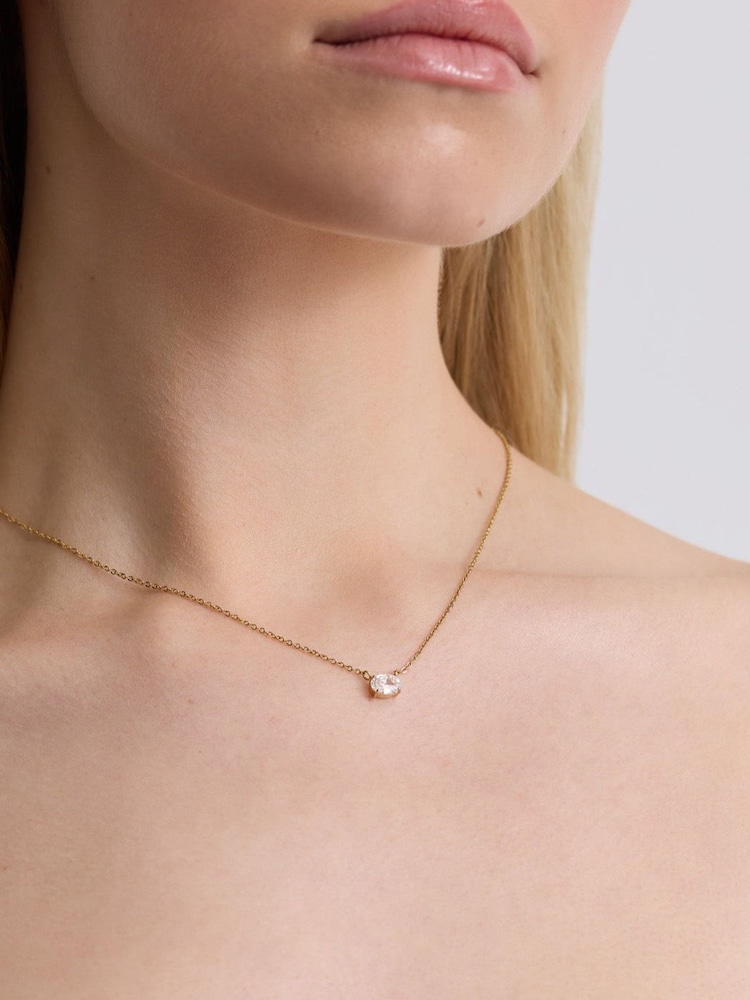 D.Louise Gold Tone Oval Solitaire Necklace - Image 1 of 3