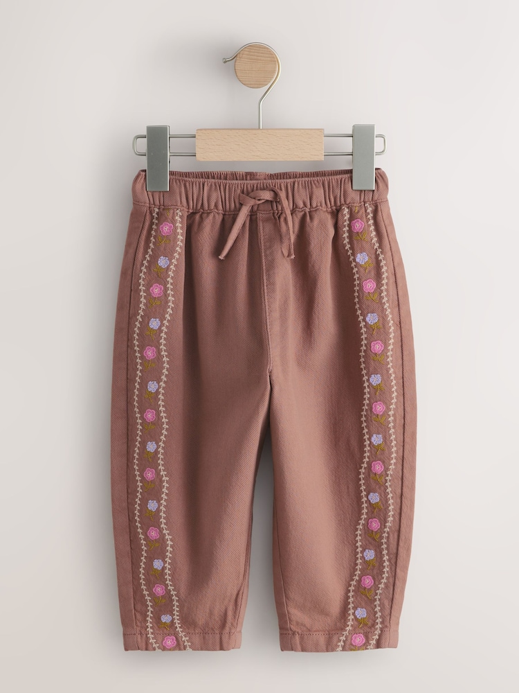 巧克力棕色刺绣 - 套头裤（3月-7岁） - 图片1 / 4