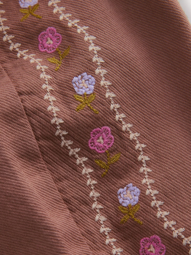Chocolate Brown Embroidered Pullon Trousers (3mths-7yrs) - Image 8 of 8