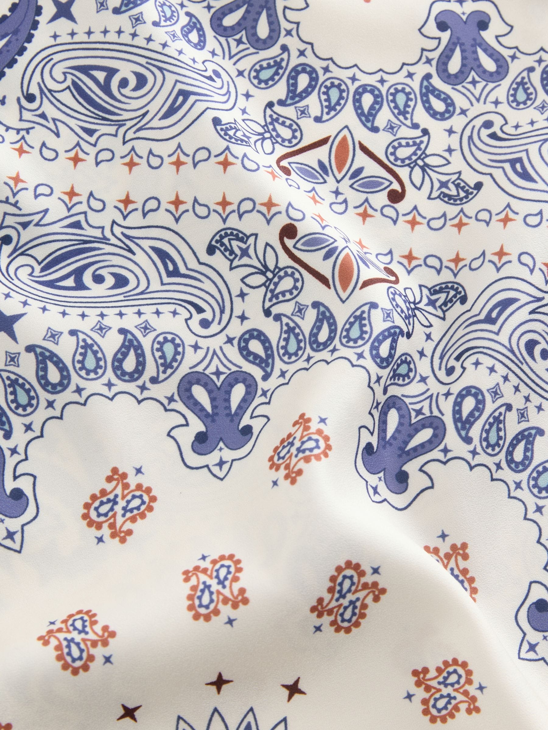 Buy White/Blue Scarf Print Lace Trim Satin Cami Top from Next USA