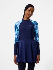 Speedo Blue Print Long Sleeve Swim Dress - Image 1 of 6