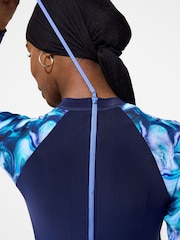 Speedo Blue Print Long Sleeve Swim Dress - Image 5 of 6