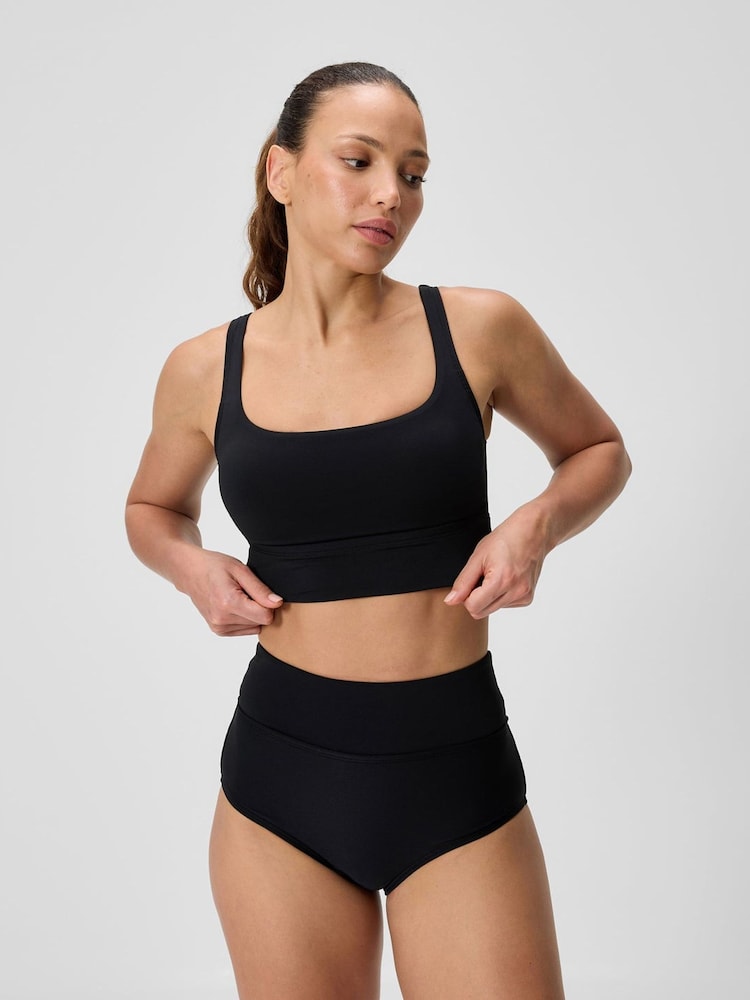 Speedo Black Solid Square Neck Bikini Top - Image 1 of 5 Speedo Black Solid Square Neck Bikini Top - Image 1 of 5