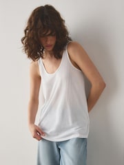 Red/White Strappy Scoop Neck Slouch Ribbed Vests 2 Pack - Image 4 of 9