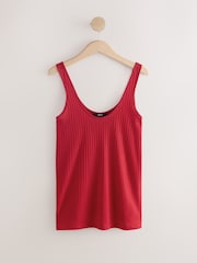 Red/White Strappy Scoop Neck Slouch Ribbed Vests 2 Pack - Image 6 of 9