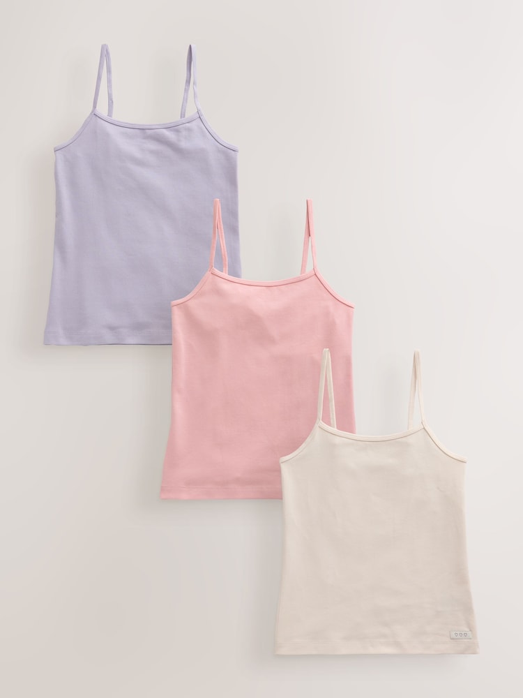White/Pink Cami Vest 3 Pack (1.5-16yrs) - Image 1 of 7 White/Pink Cami Vest 3 Pack (1.5-16yrs) - Image 1 of 7