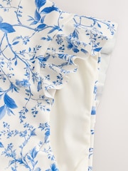 Cream/Blue Ditsy Floral - Frill Leg Alto Waist Bikini Bottoms - Imagen 7 de 8