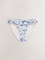 Cream/Blue Ditsy Floral Ruch Side High Leg Bikini Bottoms - Image 5 of 7