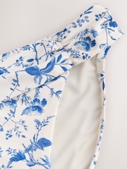 Cream/Blue Ditsy Floral Ruch Side High Leg Bikini Bottoms - Image 6 of 7
