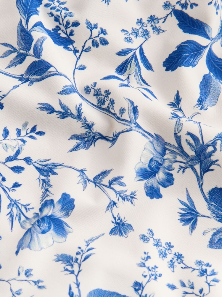Cream/Blue Ditsy Floral Ruch Side High Leg Bikini Bottoms - Image 7 of 7