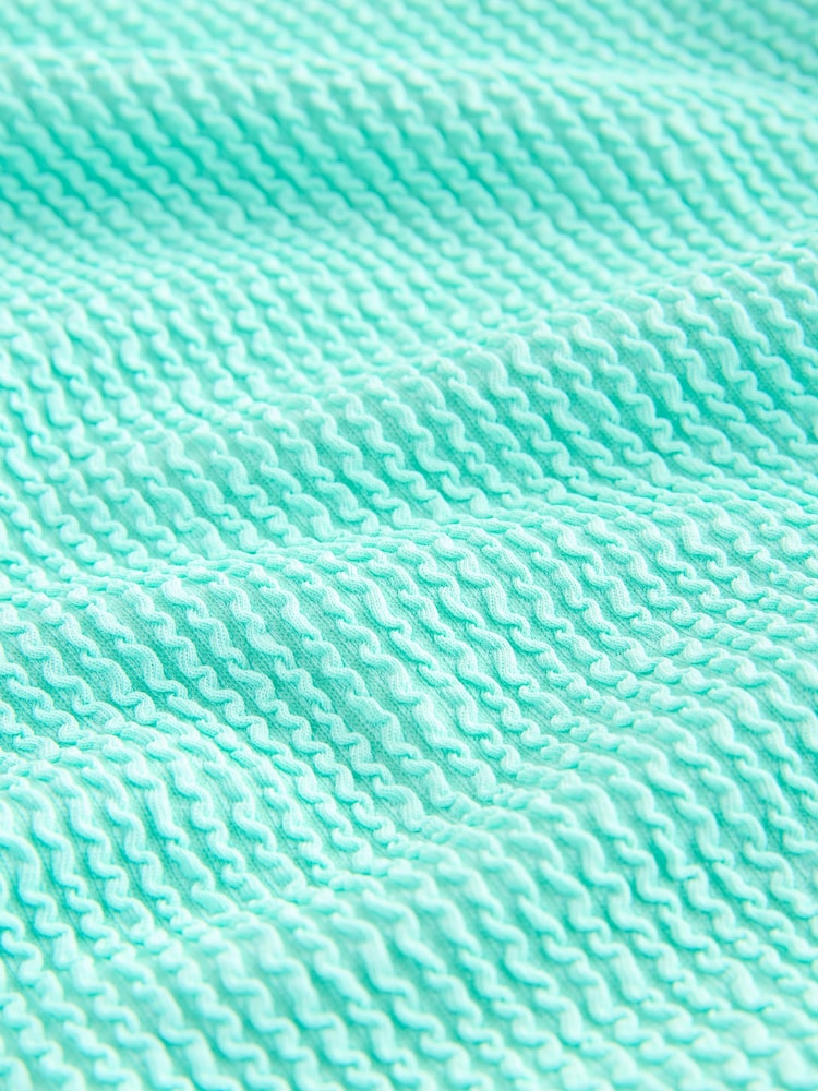 Mint Green Crinkle Scoop Neck Tummy Control Swimsuit - Image 2 of 4