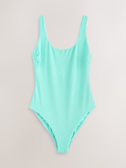 Mint Green Crinkle Scoop Neck Tummy Control Swimsuit - Image 7 of 10