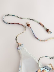 Cream/Yellow Vintage Floral Whipstitch Triangle Bikini Top - Image 3 of 3