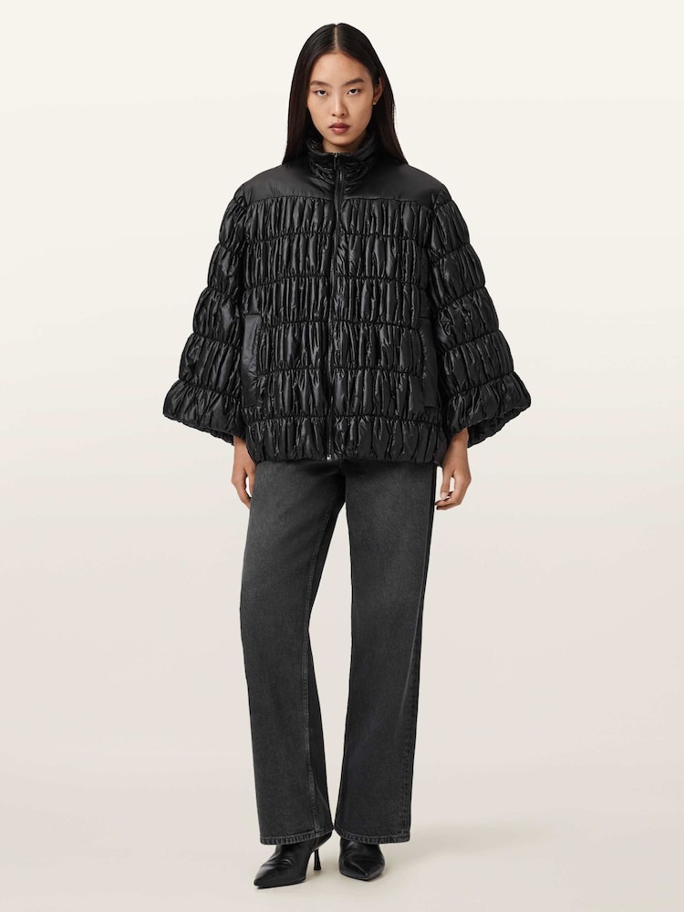 AllSaints Black Nyelee Puffer Jacket - Image 2 of 7 AllSaints Black Nyelee Puffer Jacket - Image 2 of 7